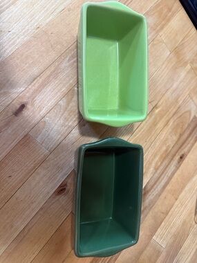 Green Ceramic Loaf Pans - Light and Dark Green Set.   Mini pans